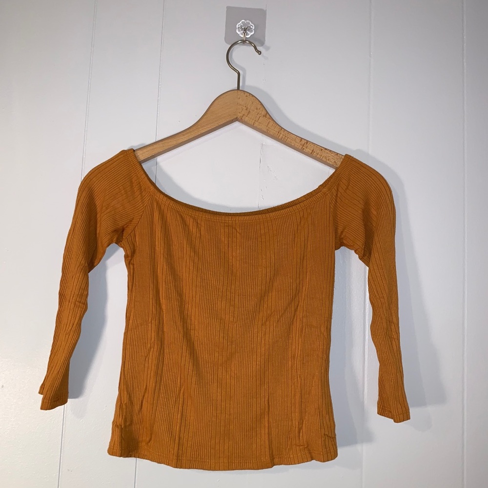 Off the Shoulder Mustard Top
